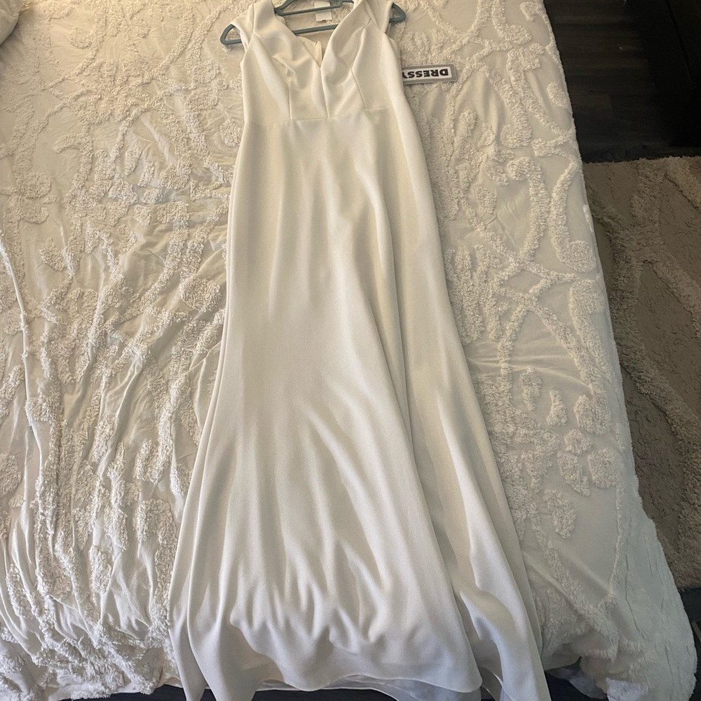 White floor length gown